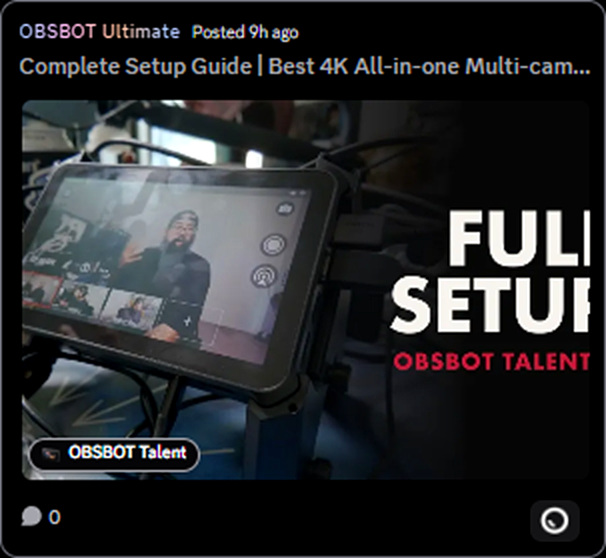 Forum post tagged OBSBOT Talent